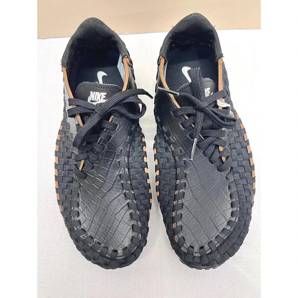Nike Air Footscape Woven Sneakers Womens 8 Black NWOT Croc Embossed Leather